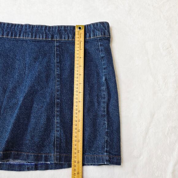 VINTAGE Old Navy Denim Mini Skirt Size 16 Blue Stretch Classic Y2K Casual 90s - Picture 12 of 12